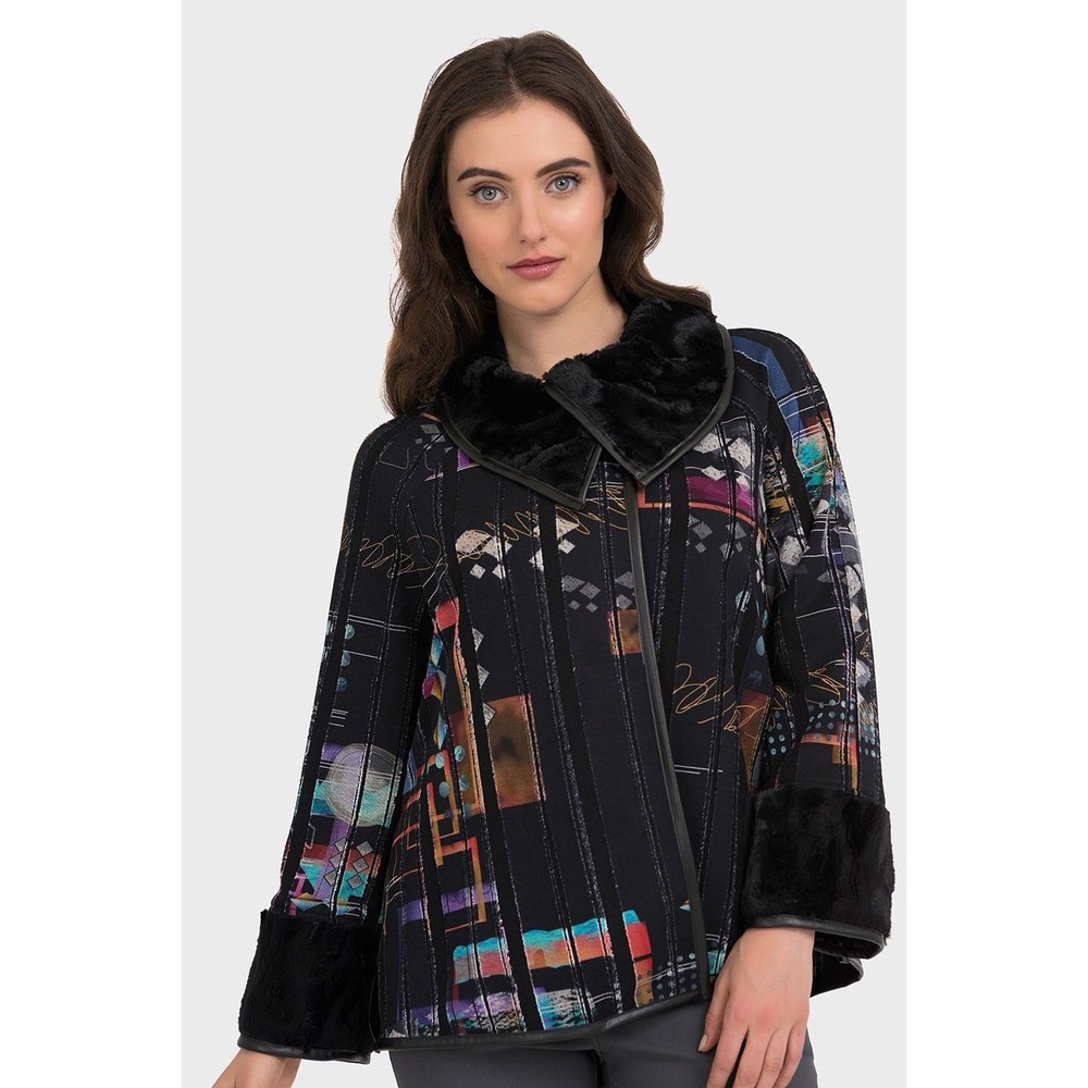 Joseph Ribkoff Black/Multi Jacket Style 194611 Size‎ 10